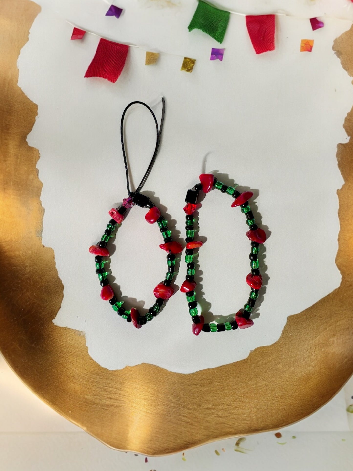 Red Stone Juneteenth-Inspired Phone Charm + Bracelet Set