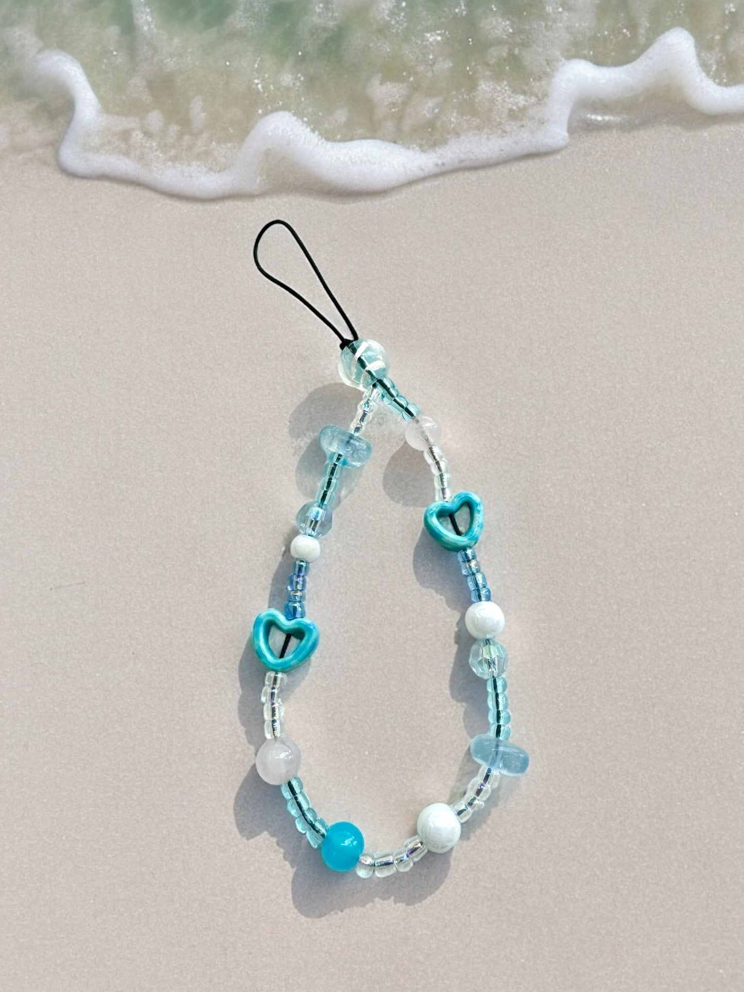 Baby Blue Ocean Heart Phone Charm - Ocean Theme