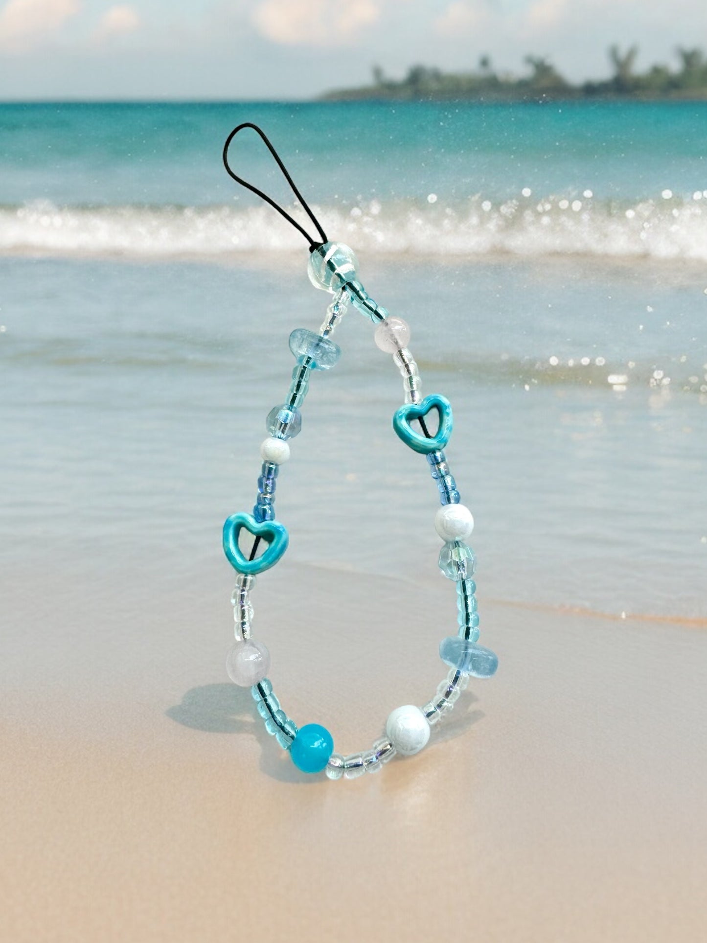 Baby Blue Ocean Heart Phone Charm - Ocean Theme