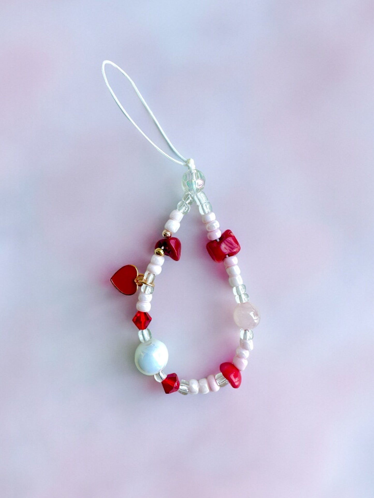 Loving Family Inspired Heart Red Crystal Phone Charm