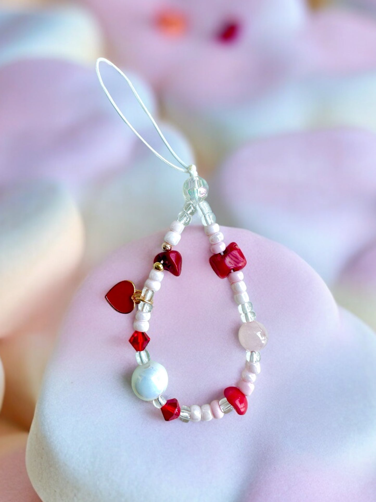 Loving Family Inspired Heart Red Crystal Phone Charm