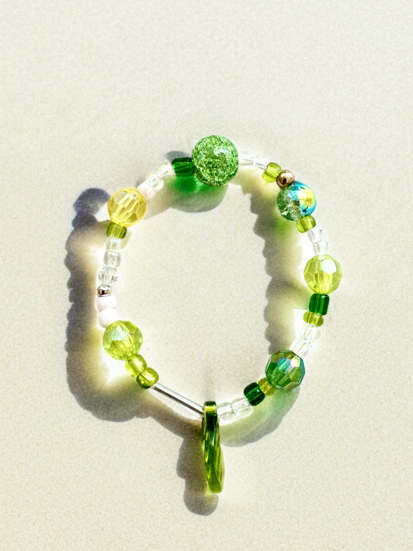 Summer Crystal Green Four Leaf Clover Inspired Bracelet