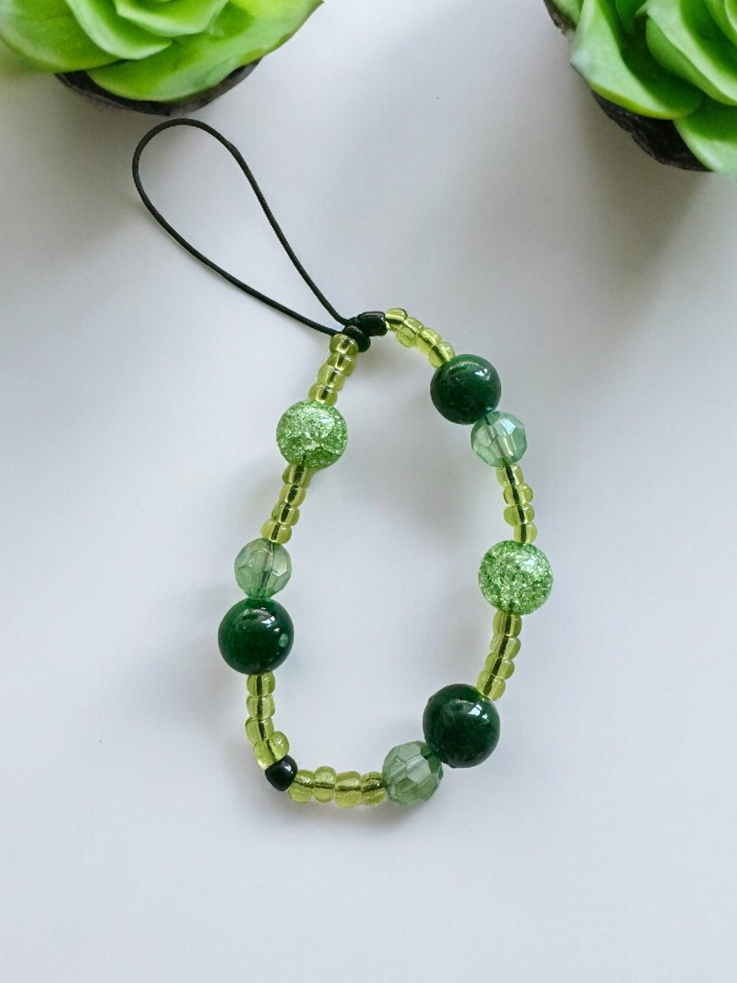 Four Leaf Clover Inspired Crystal Green Phone Charm