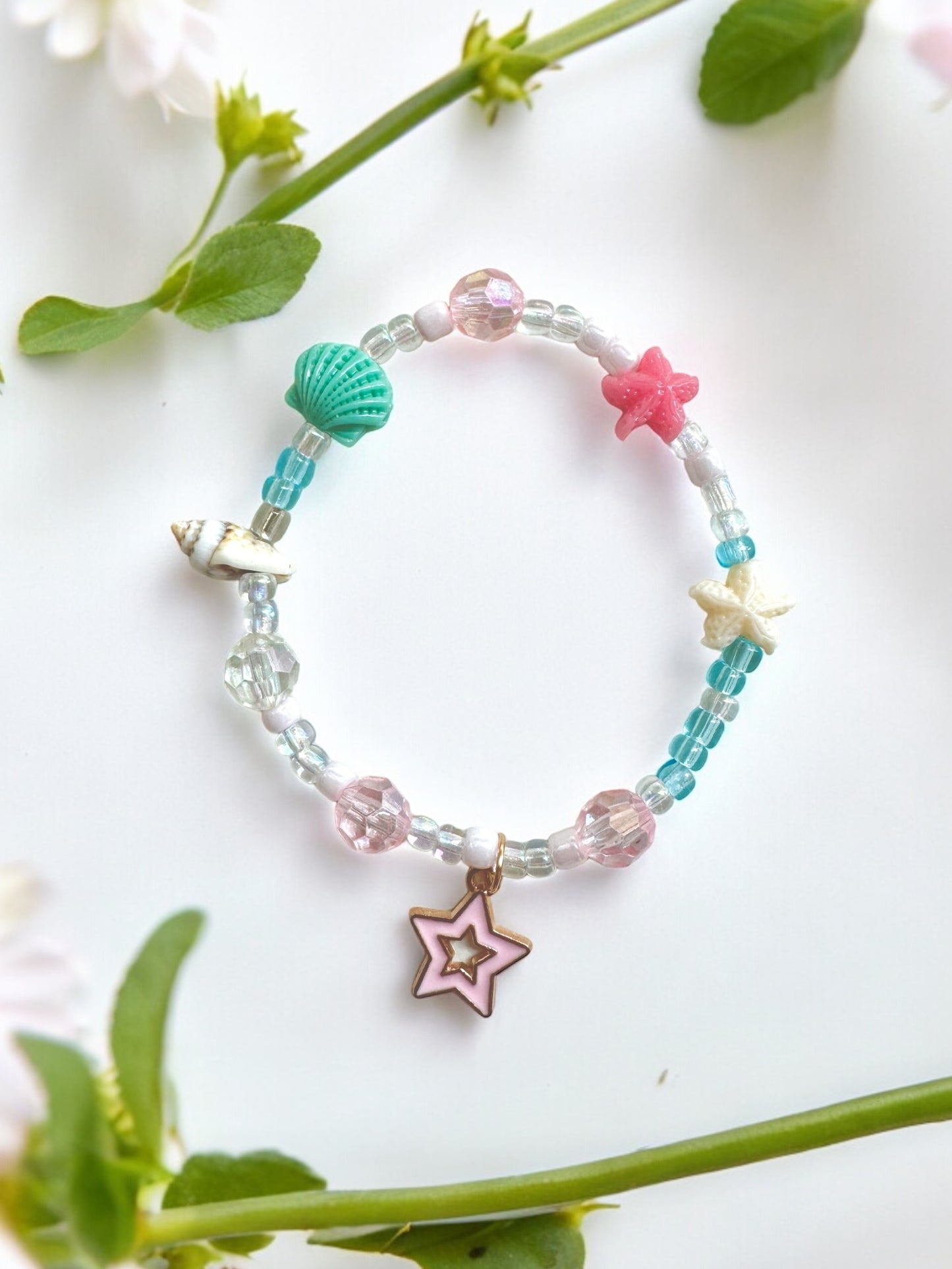 Summer Pink Beach Inspired Star Charm Bracelet