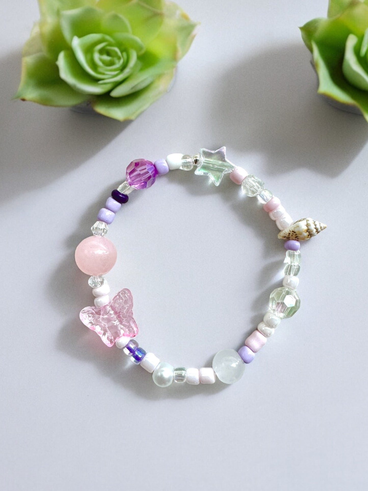 Lavender Pink Beach Inspired Butterfly Bracelet