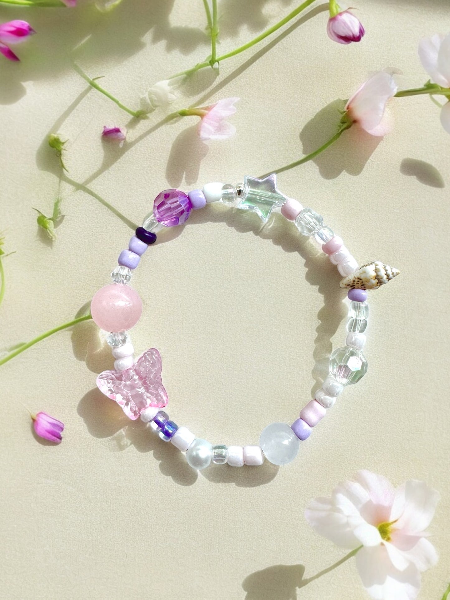 Lavender Pink Beach Inspired Butterfly Bracelet