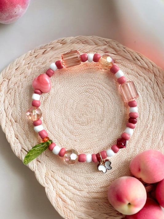 Peach Fuzz - Color of the Year 2024 Inspired Peach Glass Beads Bracelet