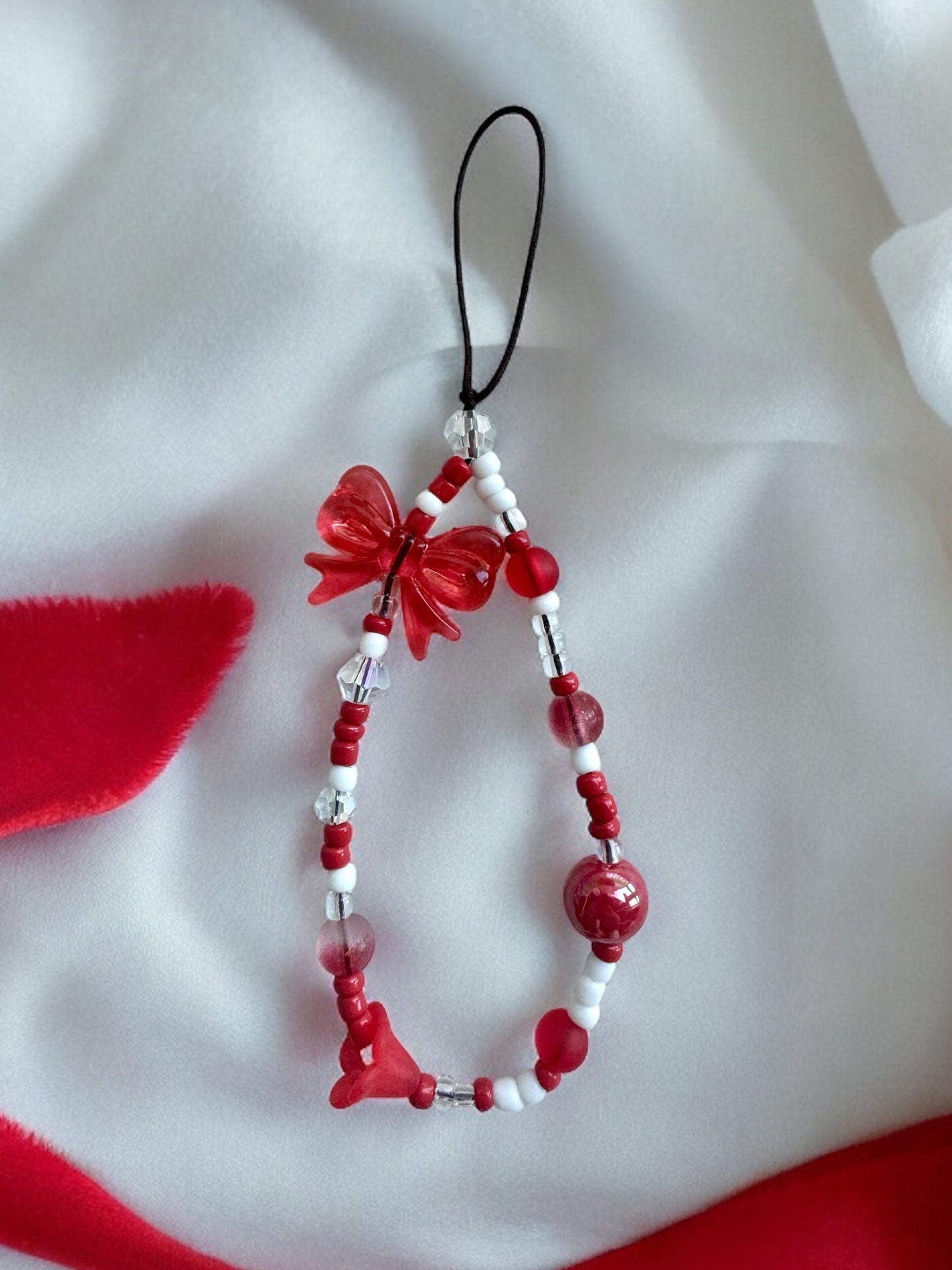 Ruby Ribbon Inspired Lucky Red & White Phone Charm