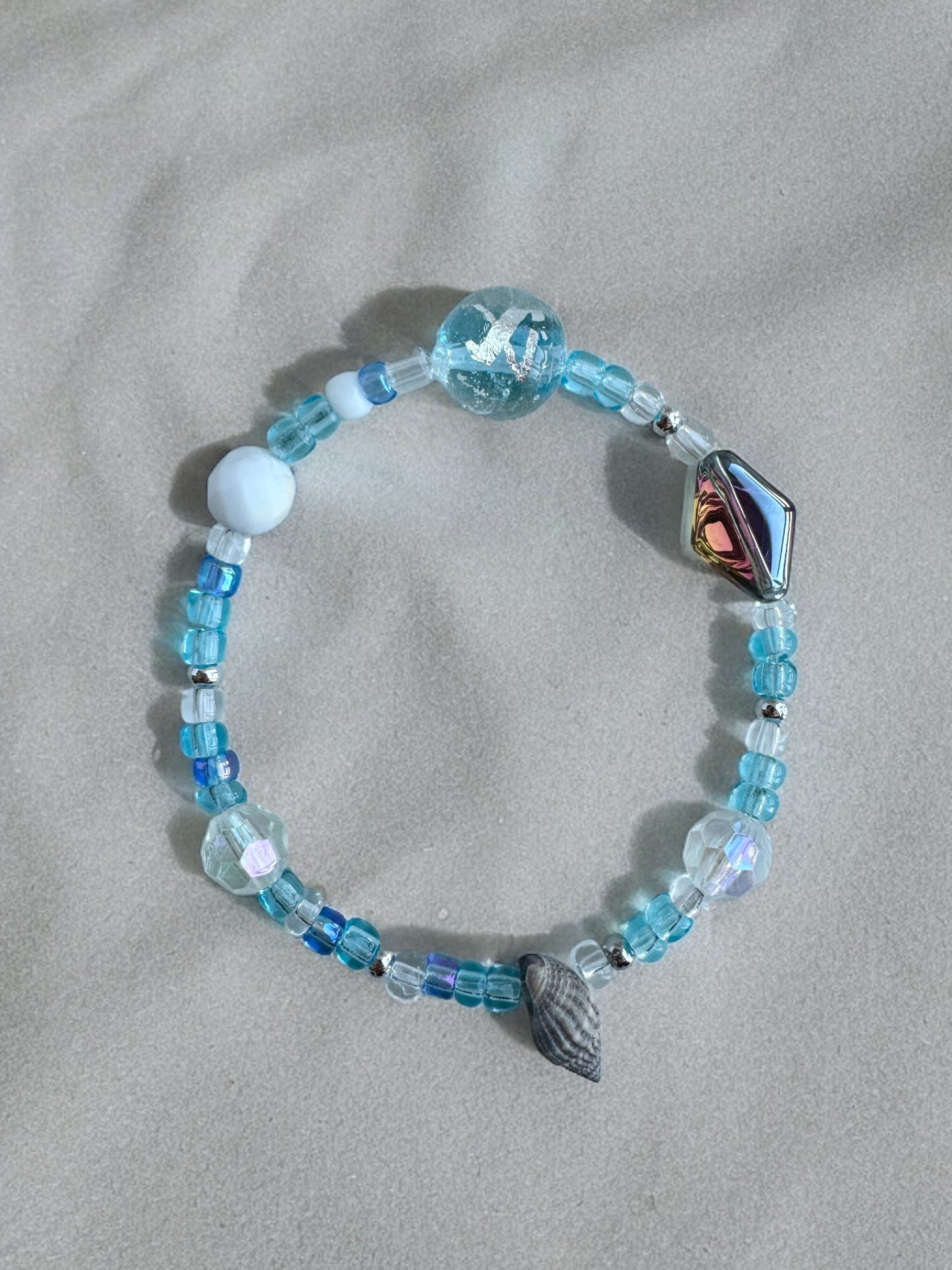 Crystal Blue Glass Beads Inspired Rhombus Bead Bracelet