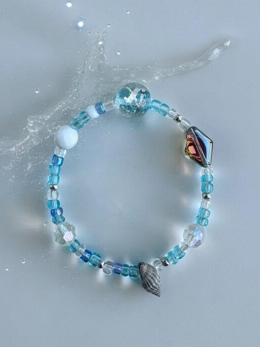 Crystal Blue Glass Beads Inspired Rhombus Bead Bracelet