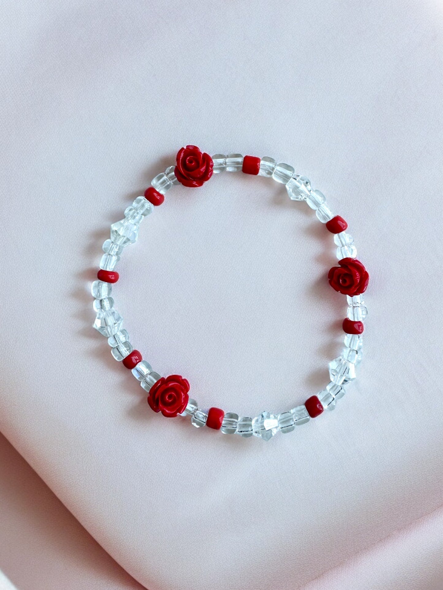 Summer Rose Inspired Glass Rose Beads Bracelet