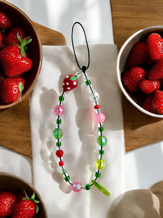 Summer Strawberry Inspired Glass Red Strawberry Phone Charm