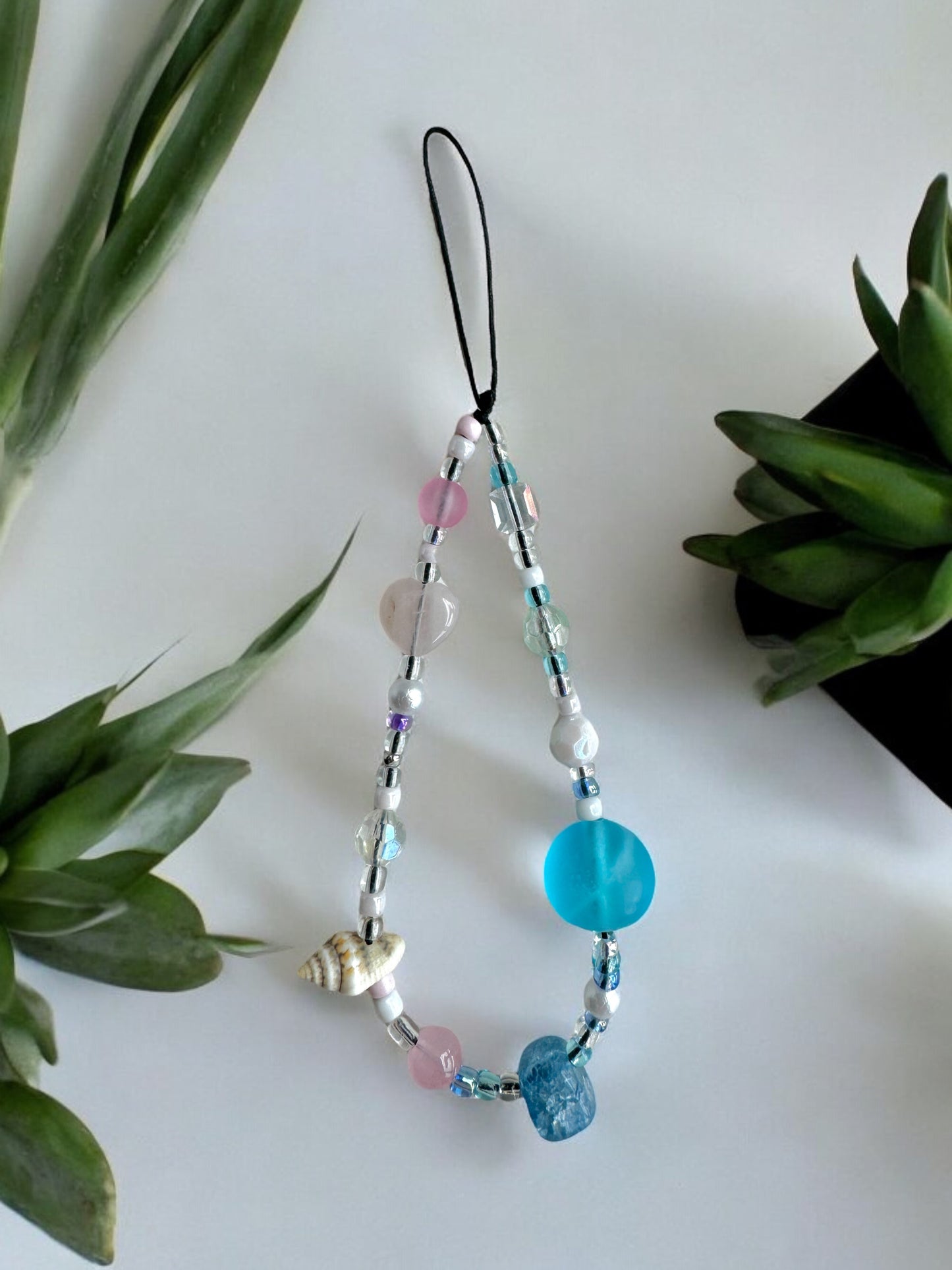 Summer Beach Water Drop Blue and Baby Pink Phone Charm