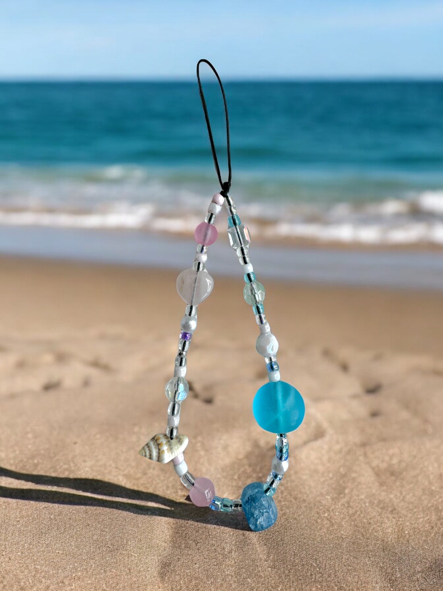 Summer Beach Water Drop Blue and Baby Pink Phone Charm